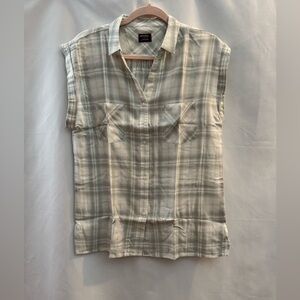 Untuckit Villefranche Sleeveless Button Down Shirt Grey & White Plaid